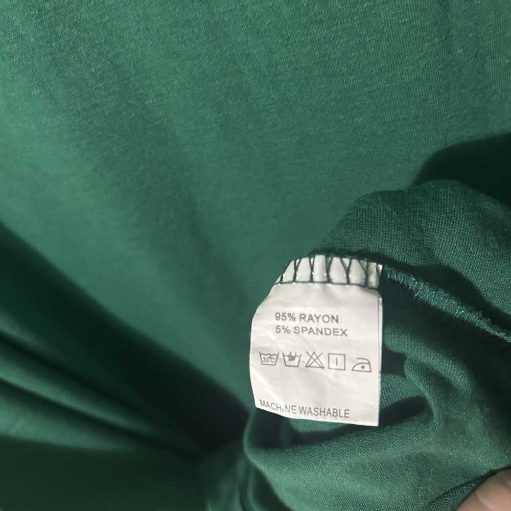 Women V Neck Shirt Short Sleeve Sz 4X Green w/Sheer Arm Sleeves - Picture 5 of 6